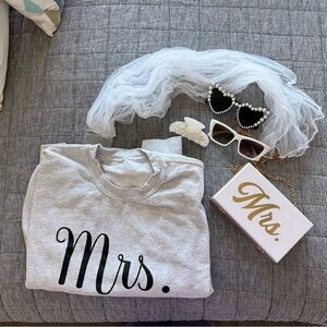 Gray 'Mrs.' Sweatshirt with Bridal Accessories